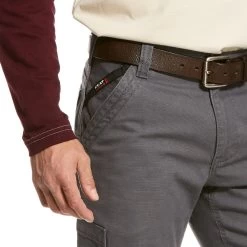 Ariat Work FR: Men's FR 10027709 Iron Gray M5 Stretch DuraLight Canvas Straight Leg Pant -Work Clothes Discount Store 10027709 detail02 1