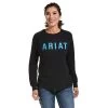 Ariat Rebar Shirts: Women's 10033084 Black Cotton Strong Long Sleeve Block T-Shirt -Work Clothes Discount Store 10033084 front