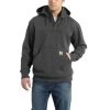 Carhartt Sweatshirts: Men's 100617 026 Carbon Heather Paxton Rain Defender Heavyweight Hooded Quarter-Zip Sweatshirt -Work Clothes Discount Store 100617 026