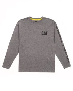 CAT Shirts: Men's 1010042 10123 Dark Heather Grey Diesel Power Long Sleeve Tee Shirt