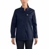 Carhartt FR Women's Shirt: 102459 410 Dark Navy Twill Shirt -Work Clothes Discount Store 102459 410