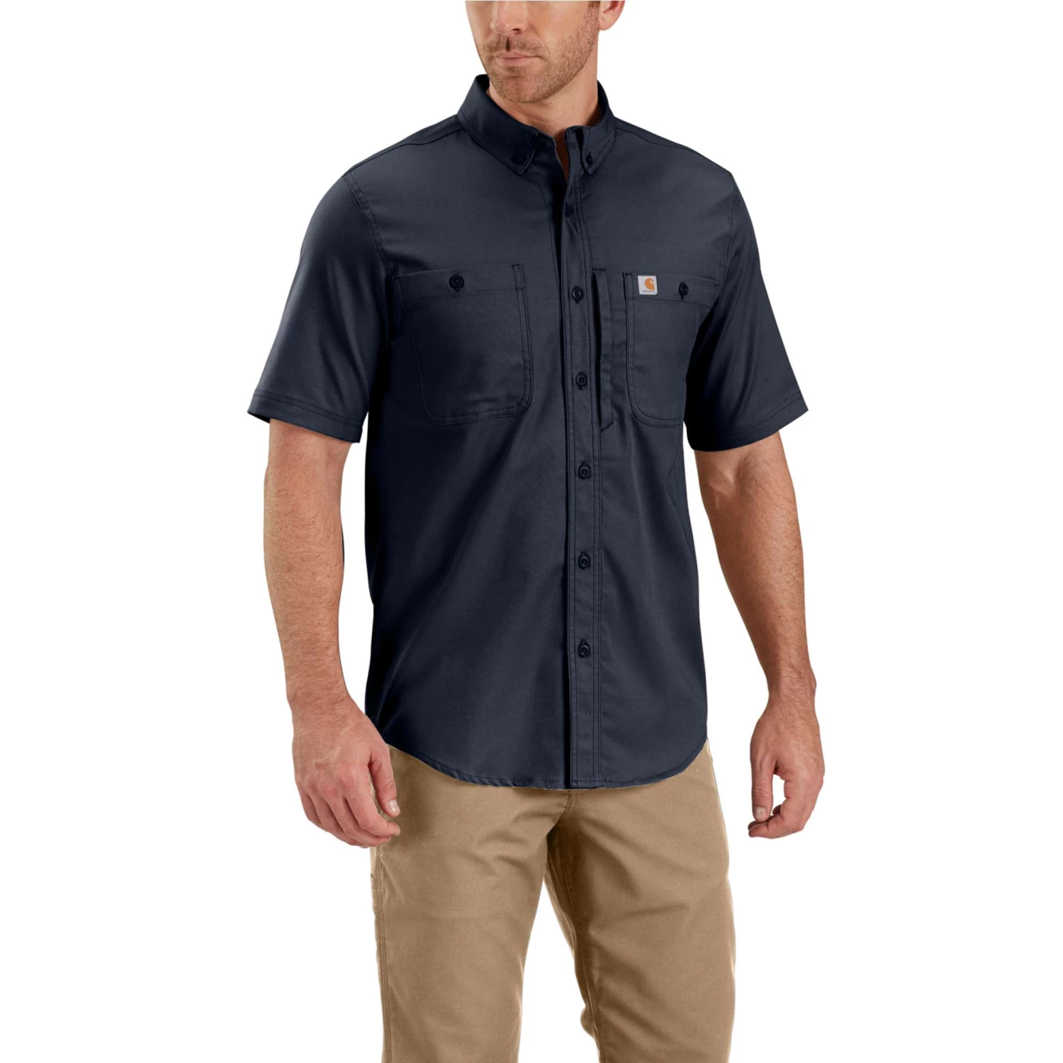 Carhartt Men's Shirt: 102537 412 Navy Short Sleeve Rugged Professional 3 Carhartt Men's Shirt: 102537 412 Navy Short Sleeve Rugged Professional