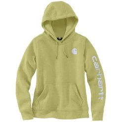 Carhartt Sweatshirts: Women's 102791 GB9 Green Olive Heather Graphic Clarksburg Pullover Hoodie -Work Clothes Discount Store 102791 gb9 2