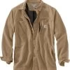 Carhartt Shirts: Men's 102851 253 Dark Khaki Relaxed Fit Canvas Shirt Jacket -Work Clothes Discount Store 102851253