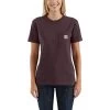 Carhartt Women's Shirt: WK87 103067 643 Deep Wine Short Sleeve Loose Fit Pocket Tshirt -Work Clothes Discount Store 103067643 wf18