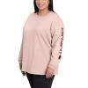 Carhartt Shirts: Women's 103401 P15 Ash Rose Loose Fit Heavyweight Long Sleeve Graphic T-Shirt -Work Clothes Discount Store 103401 p15 wf21 b