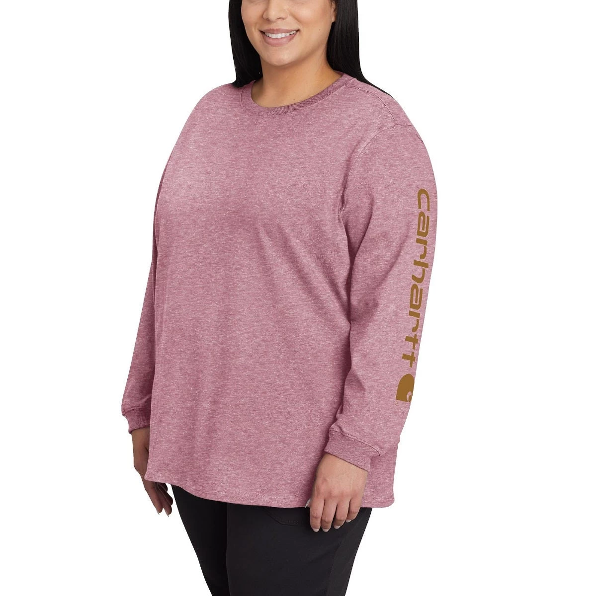 Carhartt Shirts: Women's 103401 V55 Foxglove Snow Heather Loose Fit Heavy Weight Long Sleeve Graphic T-Shirt 4 Carhartt Shirts: Women's 103401 V55 Foxglove Snow Heather Loose Fit Heavy Weight Long Sleeve Graphic T-Shirt - Image 2