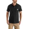 Carhartt Force Shirts: Men's 103569 001 Black Force Cotton Delmont Pocket Polo -Work Clothes Discount Store 103569 001
