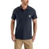Carhartt Force Shirts: Men's 103569 412 Navy Force Cotton Delmont Pocket Polo -Work Clothes Discount Store 103569 412