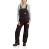 Carhartt Overalls: Women's 104049 DKB Dark Brown Quilt Lined Duck Bib Overall -Work Clothes Discount Store 104049