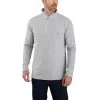 Carhartt Force Shirt: Men's 104255 HGY Heather Grey Midweight Relaxed Fit Long Sleeve 1/4 Zip Pocket T-Shirt -Work Clothes Discount Store 104255hgy