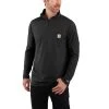 Carhartt Force Shirt: Men's 104255 N04 Black Midweight Relaxed Fit Long Sleeve 1/4 Zip Pocket T-Shirt 2 Carhartt Force Shirt: Men's 104255 N04 Black Midweight Relaxed Fit Long Sleeve 1/4 Zip Pocket T-Shirt -Work Clothes Discount Store 104255n04