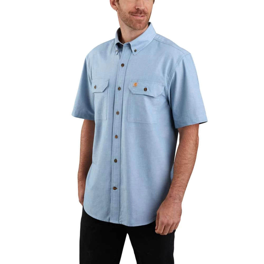 Carhartt Shirt: Men's 104369 CBL Blue Chambray Midweight Short Sleeve Button Down Shirt 3 Carhartt Shirt: Men's 104369 CBL Blue Chambray Midweight Short Sleeve Button Down Shirt