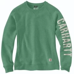 Carhartt Sweatshirts: Women's 104410 G59 Boreal Heather Crewneck Relaxed Fit Graphic Sweatshirt
