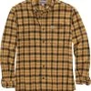 Carhartt Shirts: Men's 104448 Y11 Yellowstone Relaxed Fit Flannel Plaid Shirt -Work Clothes Discount Store 104448y11