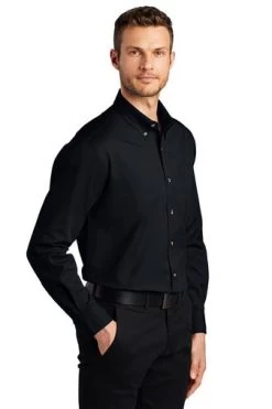 Port Authority Shirts: Men's S600T CNVY Classic Navy Button Down Long Sleeve Twill Shirt -Work Clothes Discount Store 105 clscnavy 4 tls600tclscnavymodel3q2 337w