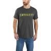 Carhartt Force Shirts: Men's 105203 CRH Carbon Heather Relaxed Fit Block Logo Graphic T-Shirt -Work Clothes Discount Store 105203 crh