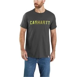 Carhartt Force Shirts: Men's 105203 CRH Carbon Heather Relaxed Fit Block Logo Graphic T-Shirt