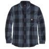 Carhartt Shirts: Men's 105432 I26 Navy Midweight Rugged Flex Relaxed Fit Flannel Shirt