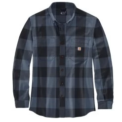 Carhartt Shirts: Men's 105432 I26 Navy Midweight Rugged Flex Relaxed Fit Flannel Shirt