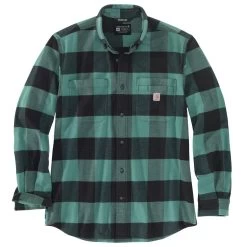 Carhartt Shirts: Men's 105432 L04 Slate Green Midweight Rugged Flex Relaxed Fit Flannel Shirt