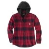 Carhartt Shirts: Men's 105621 R09 Oxblood Rugged Flex Flannel Fleece Lined Hooded Shirt Jacket 2 Carhartt Shirts: Men's 105621 R09 Oxblood Rugged Flex Flannel Fleece Lined Hooded Shirt Jacket -Work Clothes Discount Store 105621 r09 mf22 e