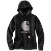 Carhartt Sweatshirts: Women's 105636 BLK Black Rain Defender Relaxed Fit “C” Logo Graphic Sweatshirt