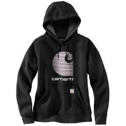 Carhartt Sweatshirts: Women's 105636 BLK Black Rain Defender Relaxed Fit āCā Logo Graphic Sweatshirt