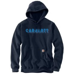 Carhartt Sweatshirts: Men's 105944 472 New Navy Rain Defender Loose Fit Logo Graphic Sweatshirt