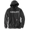 Carhartt Sweatshirts: Men's 105944 CRH Carbon Heather Rain Defender Loose Fit Logo Graphic Sweatshirt -Work Clothes Discount Store 105944 crh mf23 e
