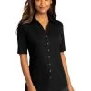 Port Authority Shirts: Women's LK682 BLK Black City Stretch Top -Work Clothes Discount Store 10863 black 1 lk682blackmodelfront 337w