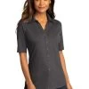 Port Authority Shirts: Women's LK682 GPH Graphite City Stretch Top -Work Clothes Discount Store 10863 graphite 1 lk682graphitemodelfront 337w