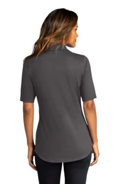 Port Authority Shirts: Women's LK682 GPH Graphite City Stretch Top -Work Clothes Discount Store 10863 graphite 2 lk682graphitemodelback 337w