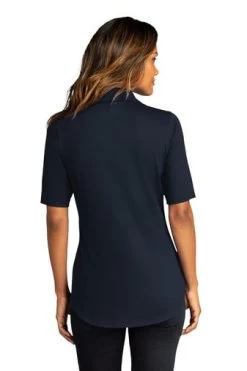 Port Authority Shirts: Women's LK682 RBN River Blue Navy City Stretch Top -Work Clothes Discount Store 10863 riverblnv 2 lk682riverblnvmodelback 337w