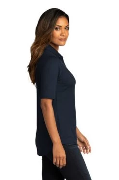 Port Authority Shirts: Women's LK682 RBN River Blue Navy City Stretch Top -Work Clothes Discount Store 10863 riverblnv 3 lk682riverblnvmodelside 337w