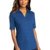 Port Authority Shirts: Women's LK682 TB True Blue Navy City Stretch Top -Work Clothes Discount Store 10863 trueblue 1 lk682truebluemodelfront 337w