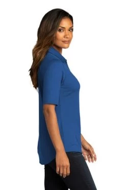 Port Authority Shirts: Women's LK682 TB True Blue Navy City Stretch Top -Work Clothes Discount Store 10863 trueblue 3 lk682truebluemodelside 337w