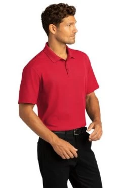 Port Authority Shirts: Men's K810 RRD Rich Red SuperPro React Polo Shirt -Work Clothes Discount Store 10871 richred 4 k810richredmodel3q 337w
