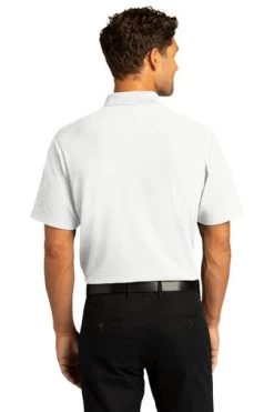 Port Authority Shirts: Men's K810 WHT White SuperPro React Polo Shirt -Work Clothes Discount Store 10871 white 2 k810whitemodelback 337w
