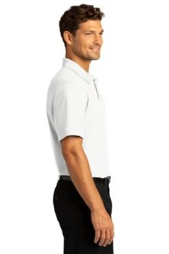 Port Authority Shirts: Men's K810 WHT White SuperPro React Polo Shirt -Work Clothes Discount Store 10871 white 3 k810whitemodelside 337w