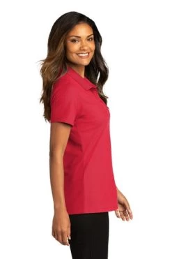 Port Authority Shirts: Women's LK810 RRD Rich Red SuperPro React Polo Shirt -Work Clothes Discount Store 10874 richred 3 lk810richredmodelside 337w