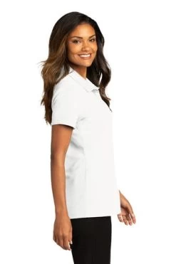 Port Authority Shirts: Women's LK810 WHT White SuperPro React Polo Shirt -Work Clothes Discount Store 10874 white 3 lk810whitemodelside 337w