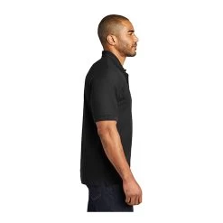 Port Authority Shirts: Men's K500P BLK Black Silk Touch Polo Pocket Shirt -Work Clothes Discount Store 112 black 3 k500pblackmodelside3 337wedit