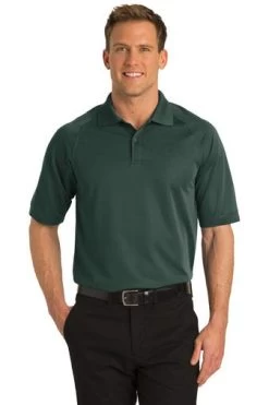 Port Authority Shirts: Men's K525 DGN Moisture-Wicking Dry Zone Dark Green Ottoman Polo Shirt