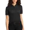 Port Authority Shirts: Women's L525 BLK Black Dry Zone Ottoman Polo -Work Clothes Discount Store 1485 black 1 l525blackmodelfront 337w