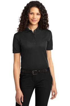 Port Authority Shirts: Women's L525 BLK Black Dry Zone Ottoman Polo