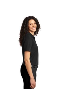Port Authority Shirts: Women's L525 BLK Black Dry Zone Ottoman Polo -Work Clothes Discount Store 1485 black 3 l525blackmodelside 337w