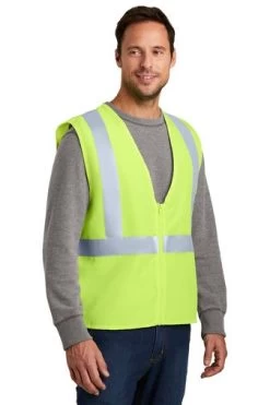 CornerStone Vests: High Visibility Yellow Safety Vest CSV400 -Work Clothes Discount Store 2377 sftyyellow 4 csv400sftyyellowmodel3qa1 337w