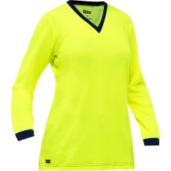 Bisley By PIP Shirts: Women's 310W6118 Y Yellow Non-ANSI Long Sleeve V Neck Shirt