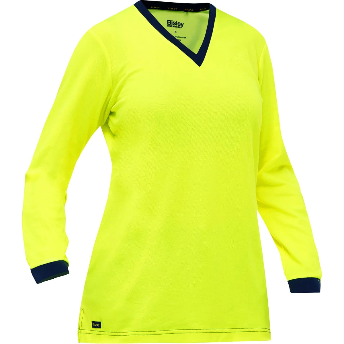 Bisley By PIP Shirts: Women's 310W6118 Y Yellow Non-ANSI Long Sleeve V Neck Shirt 3 Bisley By PIP Shirts: Women's 310W6118 Y Yellow Non-ANSI Long Sleeve V Neck Shirt